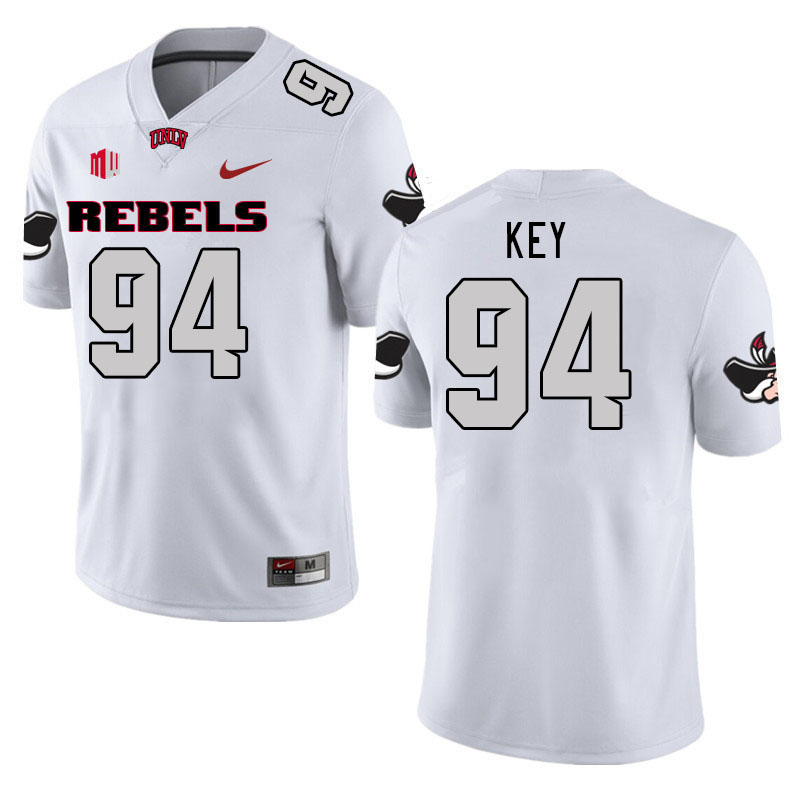 Men #94 Ben Key UNLV Rebels 2023 College Football Jerseys Stitched-White - Click Image to Close